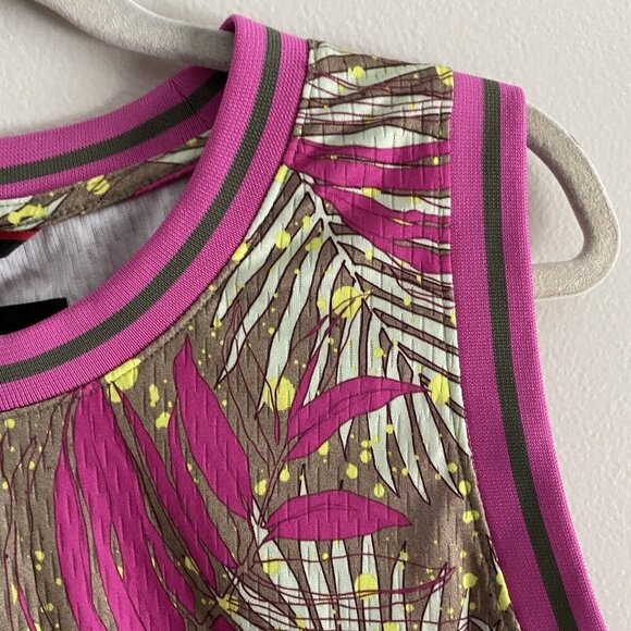 Nike Air Jordan Men SZ M "Wings" Pink/Green Floral Loose Fit Jersey - Picture 10 of 10